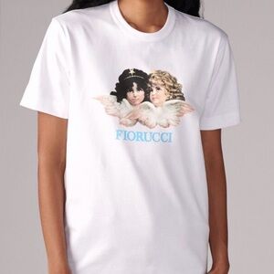 Fiorucci XS White Tee with Angel logo Chic 💕💫🌸 fits a size 4. Fitted 6.